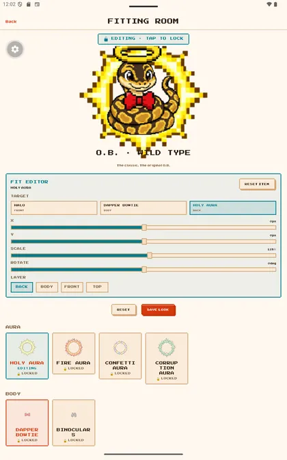 O.B. fitting room with detailed color and appearance controls